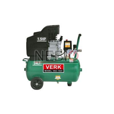 Compresor de aer Verk VAC-1524, 1.5 CP, 1100 W, 24 litri, 138 litri/minut, 8 bar, Verde