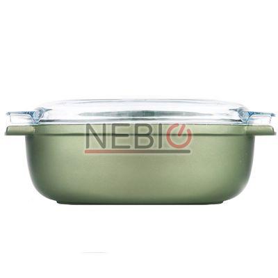 Cratita friptura Risoli 00109DR/36GS, Linie Dr Green Standard, Aluminiu turnat, 36 x 24 cm, Capac, Verde