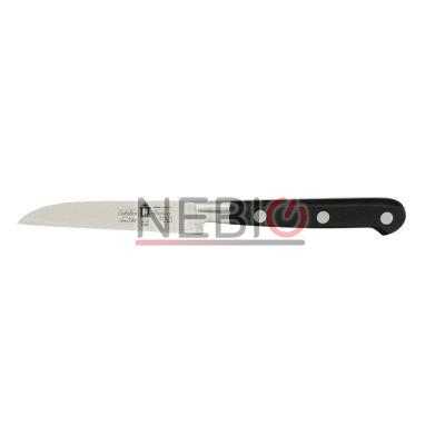 Cutit profesional verdeata Coltellerie Paolucci 3001-9, Linie Master Chef, 9 cm, Lama dreapta inox, Maner polioximetilena, Negru