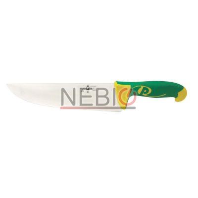 Cutit profesional feliere Coltellerie Paolucci 4522-24, Linie Imperiale, 24 cm, Lama curbata inox, Maner dublu din polipropilena si cauciuc, Verde/Galben