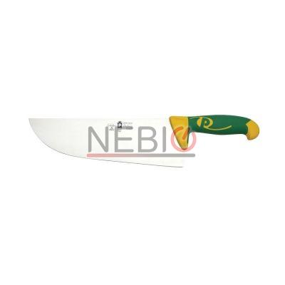 Cutit profesional feliere Coltellerie Paolucci 4522-28, Linie Imperiale, 28 cm, Lama curbata inox, Maner dublu din polipropilena si cauciuc, Verde/Galben