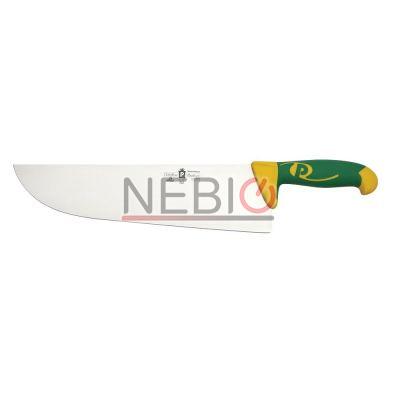 Cutit profesional feliere Coltellerie Paolucci 4522-33, Linie Imperiale, 33 cm, Lama curbata inox, Maner dublu din polipropilena si cauciuc, Verde/Galben