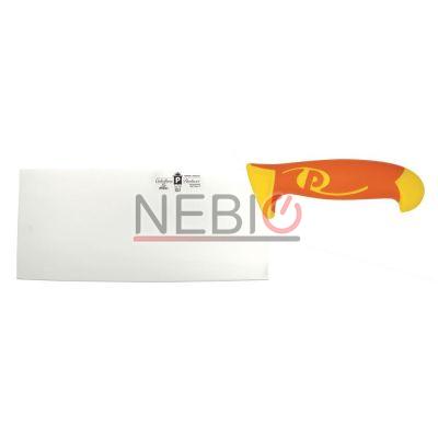 Cutit profesional pentru tocat legume Coltellerie Paolucci 4541-22, Linie Imperiale, 22 cm, Lama dreapta inox, Maner dublu din polipropilena si cauciuc, Portocaliu/Galben