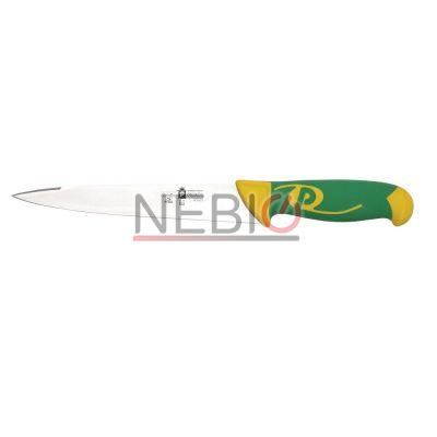 Cutitul macelarului profesional Coltellerie Paolucci 4544-18, Linie Imperiale, 18 cm, Lama dreapta inox, Maner dublu din polipropilena si cauciuc, Verde/Galben