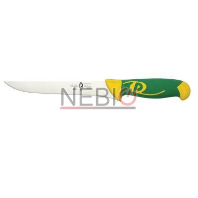 Cutit profesional pentru dezosat Coltellerie Paolucci 4554-18, Linie Imperiale, 18 cm, Lama curbata inox, Maner dublu din polipropilena si cauciuc, Verde/Galben