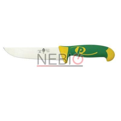 Cutit profesional model francez Coltellerie Paolucci 4555-16, Linie Imperiale, 16 cm, Lama curbata inox, Maner dublu din polipropilena si cauciuc, Verde/Galben