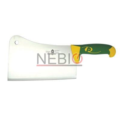 Satar profesional Coltellerie Paolucci 4592-21, Linie Imperiale, 21 cm, Lama dreapta inox, Maner dublu din polipropilena si cauciuc, Verde/Galben