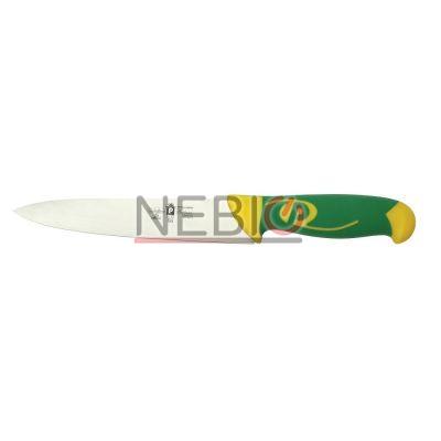 Cutit profesional universal Coltellerie Paolucci 4612-18, Linie Imperiale, 18 cm, Lama dreapta inox, Maner dublu din polipropilena si cauciuc, Verde/Galben