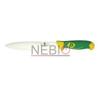 Cutit profesional universal Coltellerie Paolucci 4612-20, Linie Imperiale, 20 cm, Lama dreapta inox, Maner dublu din polipropilena si cauciuc, Verde/Galben