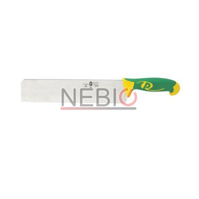 Cutit profesional pentru mezeluri Coltellerie Paolucci 4635-25, Linie Imperiale, 25 cm, Lama dreapta inox, Maner dublu din polipropilena si cauciuc, Verde/Galben