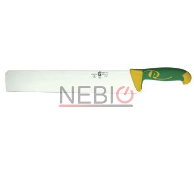 Cutit profesional pentru mezeluri Coltellerie Paolucci 4655-34, Linie Imperiale, 34 cm, Lama dreapta inox, Maner dublu din polipropilena si cauciuc, Verde/Galben