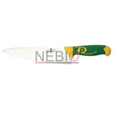 Cutitul bucatarului profesional Coltellerie Paolucci 4713-20, Linie Imperiale, 20 cm, Lama dreapta inox, Maner dublu din polipropilena si cauciuc, Verde/Galben