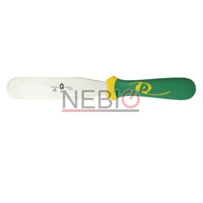 Spatula brutarului profesionala Coltellerie Paolucci 4725-14, Linie Imperiale, 14 cm, Lama dreapta inox, Maner dublu din polipropilena si cauciuc, Verde/Galben