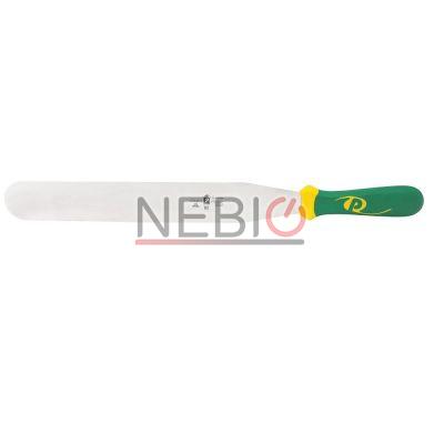 Spatula brutarului profesionala Coltellerie Paolucci 4725-30, Linie Imperiale, 30 cm, Lama dreapta inox, Maner dublu din polipropilena si cauciuc, Verde/Galben