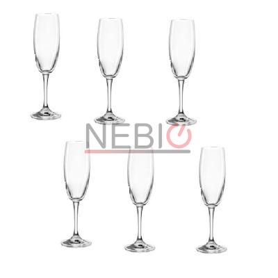 Set 6 pahare samapanie Montana 044447, Model Champagne First, Inaltime 22 cm, Diametru 5 cm, 180 ml, Transparent