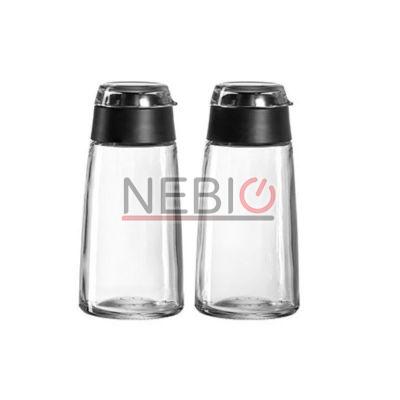 Set 2 recipiente ulei/otet Montana 057278, Model Kitchen, Inaltime 15 cm, Diametru 6 cm, 230 ml, Transparent