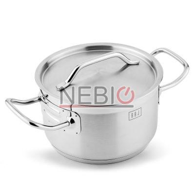 Oala BOJ 04040904, Linie Premium, Inox, 16 x 9 cm, 1.8 l, Argintiu, Capac