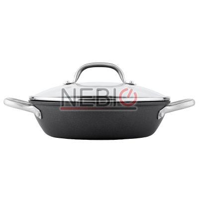 Cratita BOJ 04040404, Linie New Classic, Fonta, 26 x 7 cm, 2.6 l, Negru, Capac