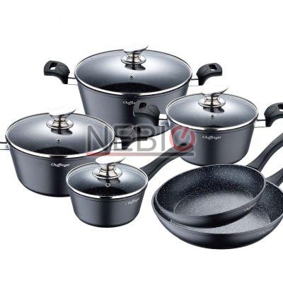 Set vase pentru gatit 10 piese Cheffinger CF-FA1010 cu interior marmorat