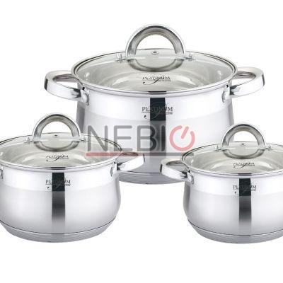 Set cratite inox 6 piese Platinum PL-10012, 16 cm, 18 cm, 20 cm