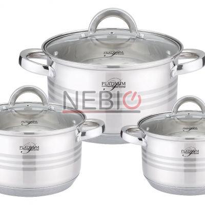 Set cratite inox 6 piese Platinum PL-10011, 16 cm, 18 cm, 20 cm