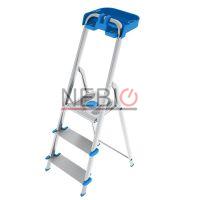 Scara de lucru Colombo Atlantica S112A03P, 3 trepte, 150 kg, Aluminiu, Argintiu